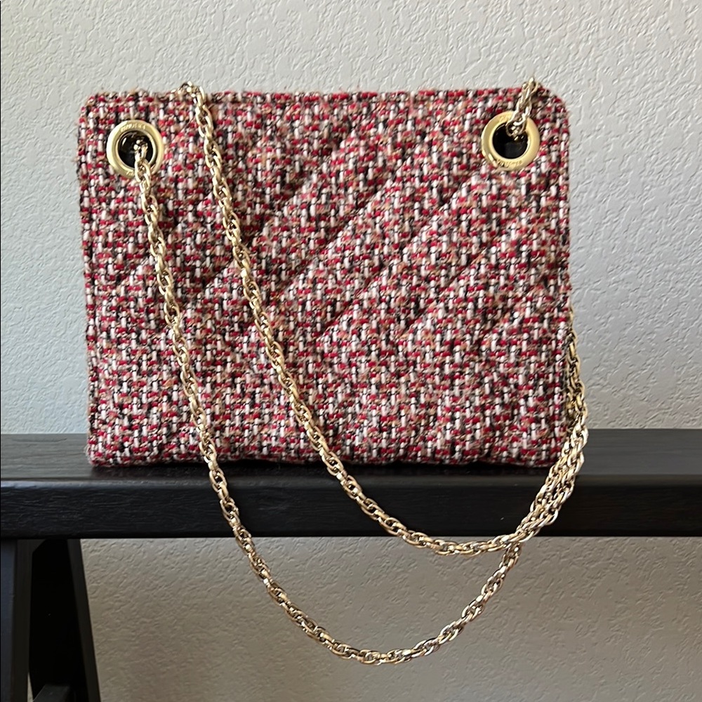 Paule Ka Tweed Chain Shoulder Bag